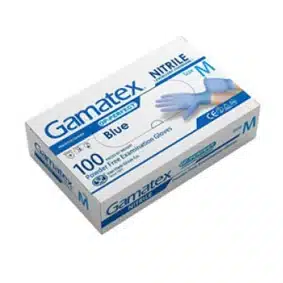 دستکش معاینه نیتریل آبی بدون پودر گاماتکس